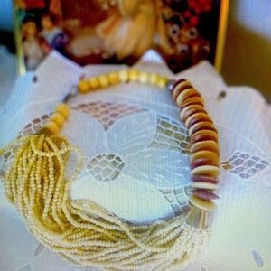 Vintage bead necklace with three types of mixed beads excellent condition.